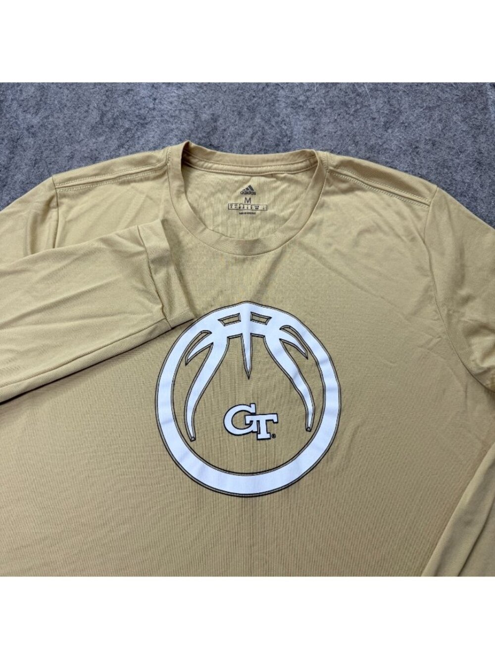 Georgia Tech Yellow Jackets Adidas Shirt Men M Gold Crew Long Sleeve